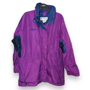 Columbia Longs Peak Purple Blue Lined Zip Hood Anorak Jacket Coat Women L
